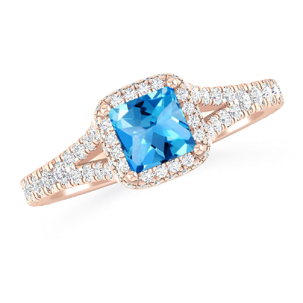 Rose Gold - Blue Topaz