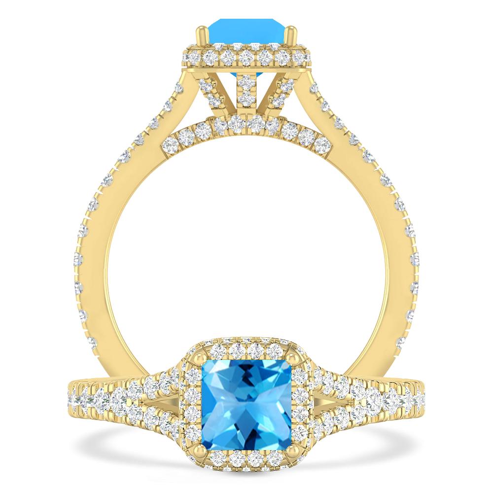 Yellow Gold - Blue Topaz