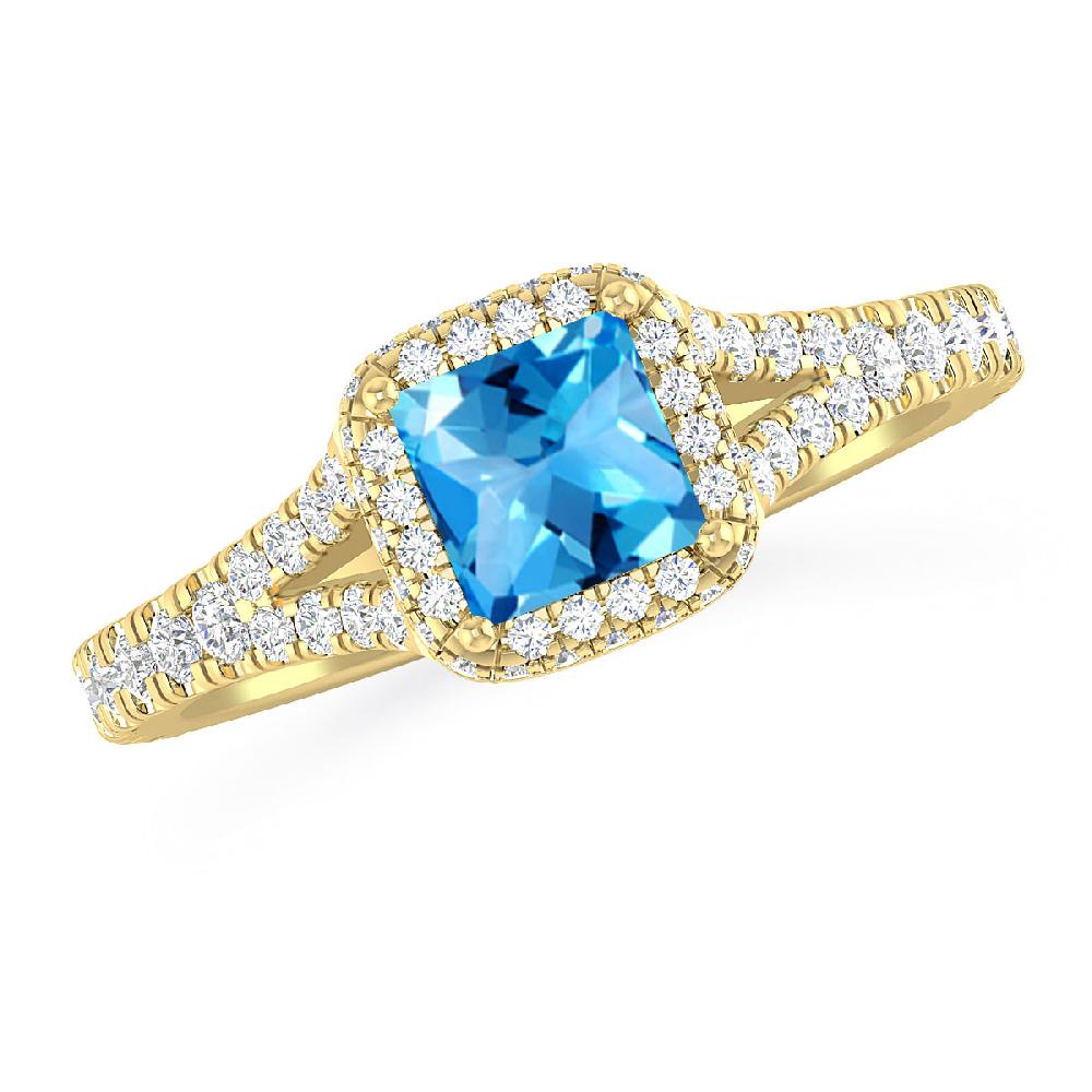 Yellow Gold - Blue Topaz