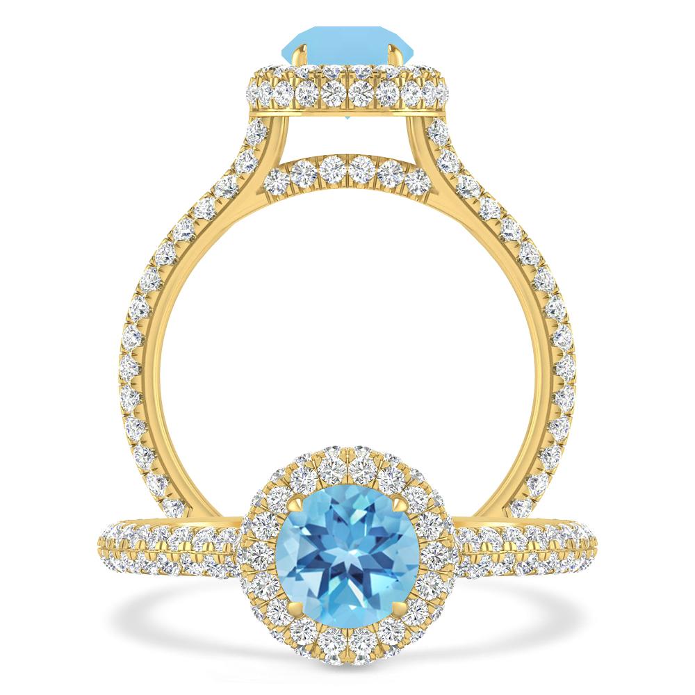 Yellow Gold - Blue Topaz