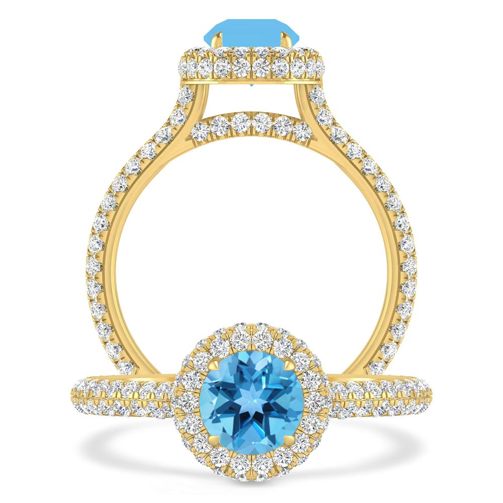 Yellow Gold - Blue Topaz