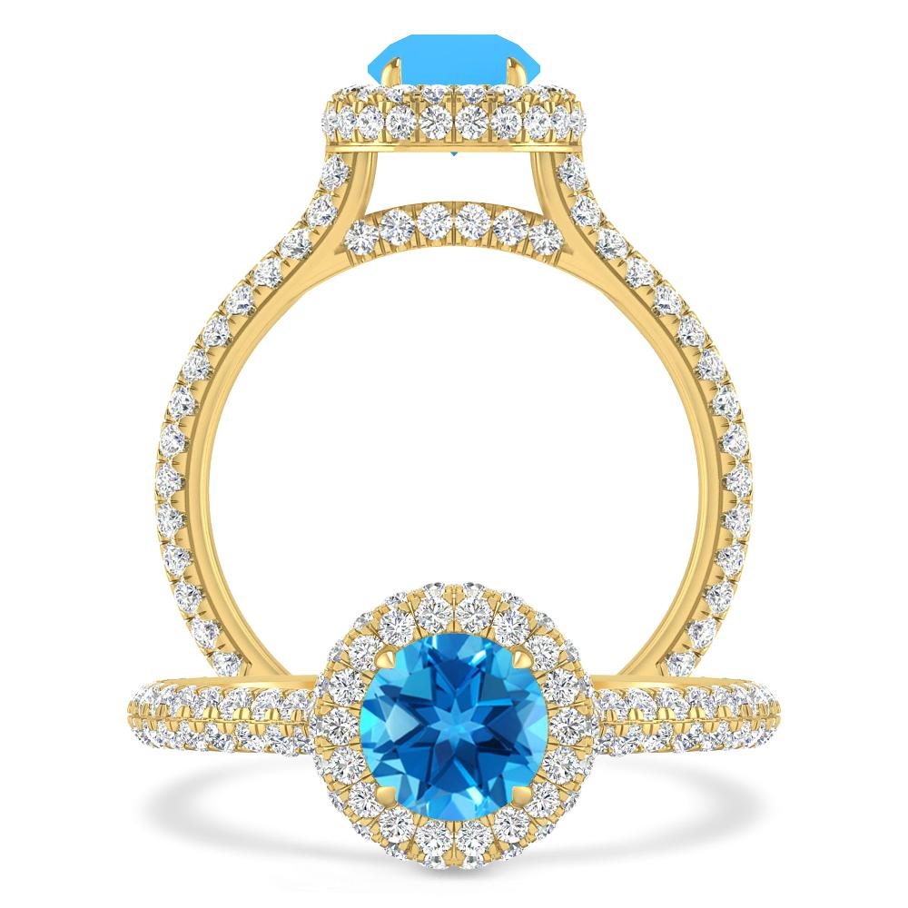 Yellow Gold - Blue Topaz