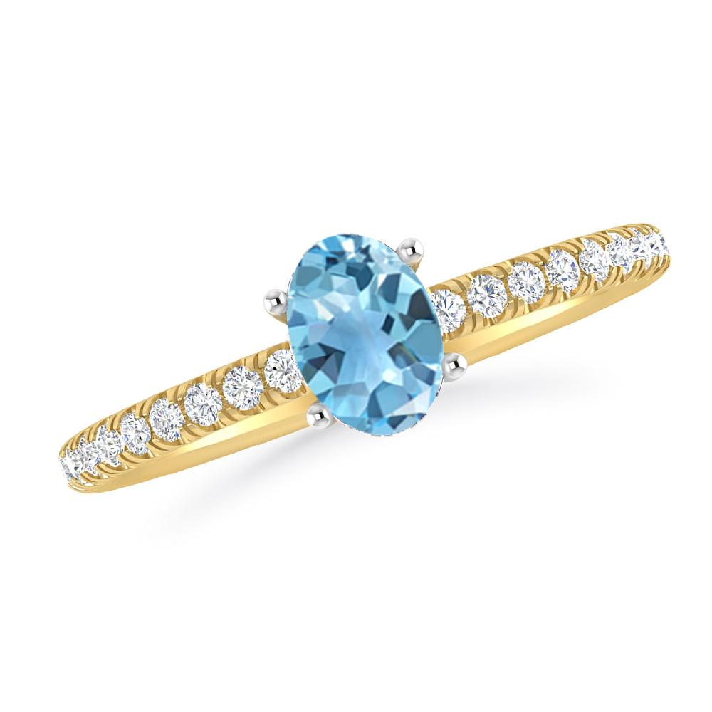 Yellow Gold - Blue Topaz