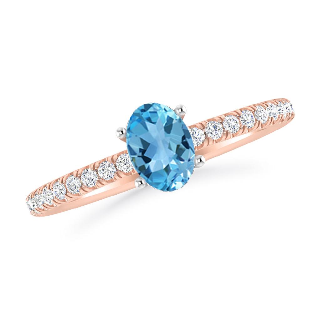 Rose Gold - Blue Topaz