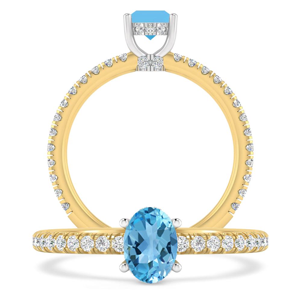 Yellow Gold - Blue Topaz