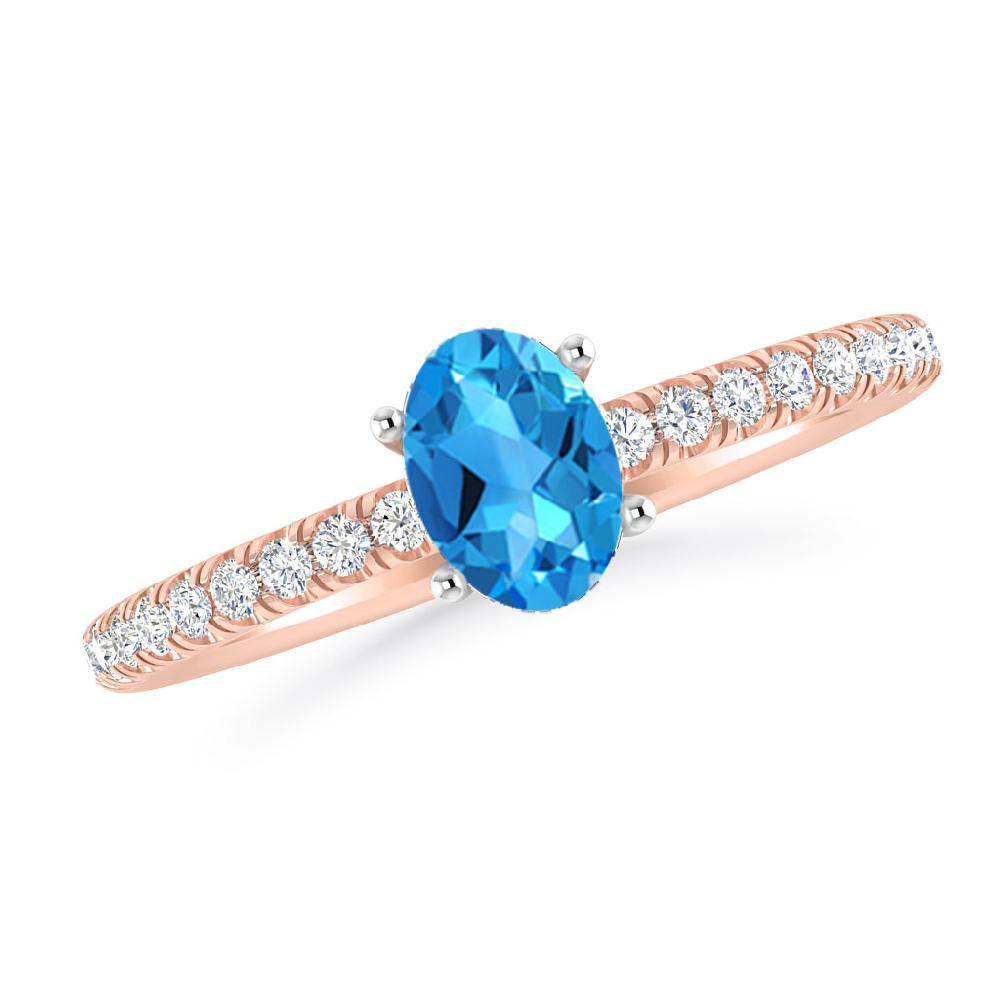 Rose Gold - Blue Topaz