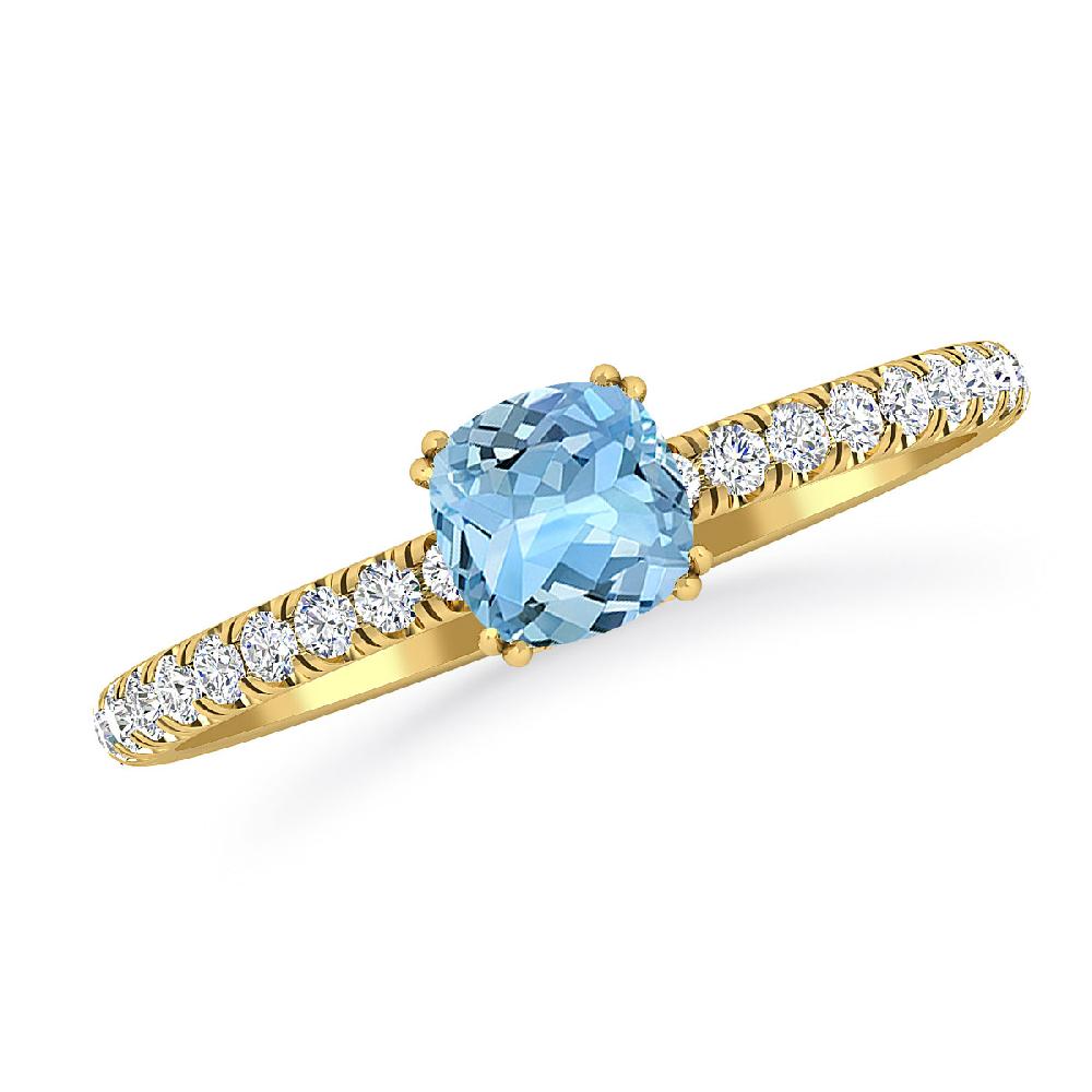 Yellow Gold - Aquamarine