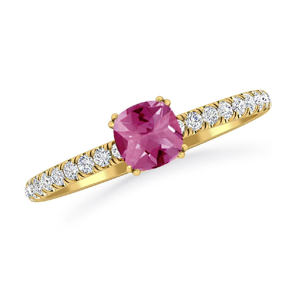 Yellow Gold - Pink Tourmaline