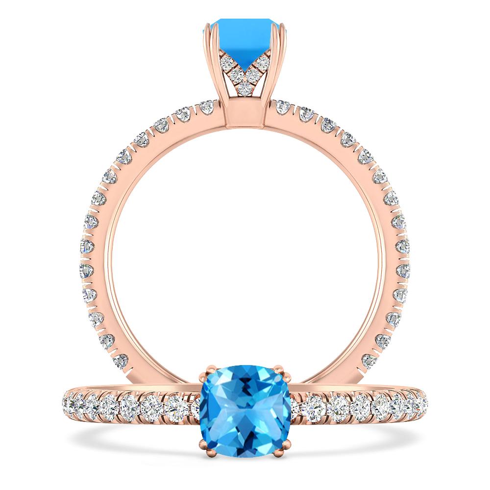 Rose Gold - Blue Topaz