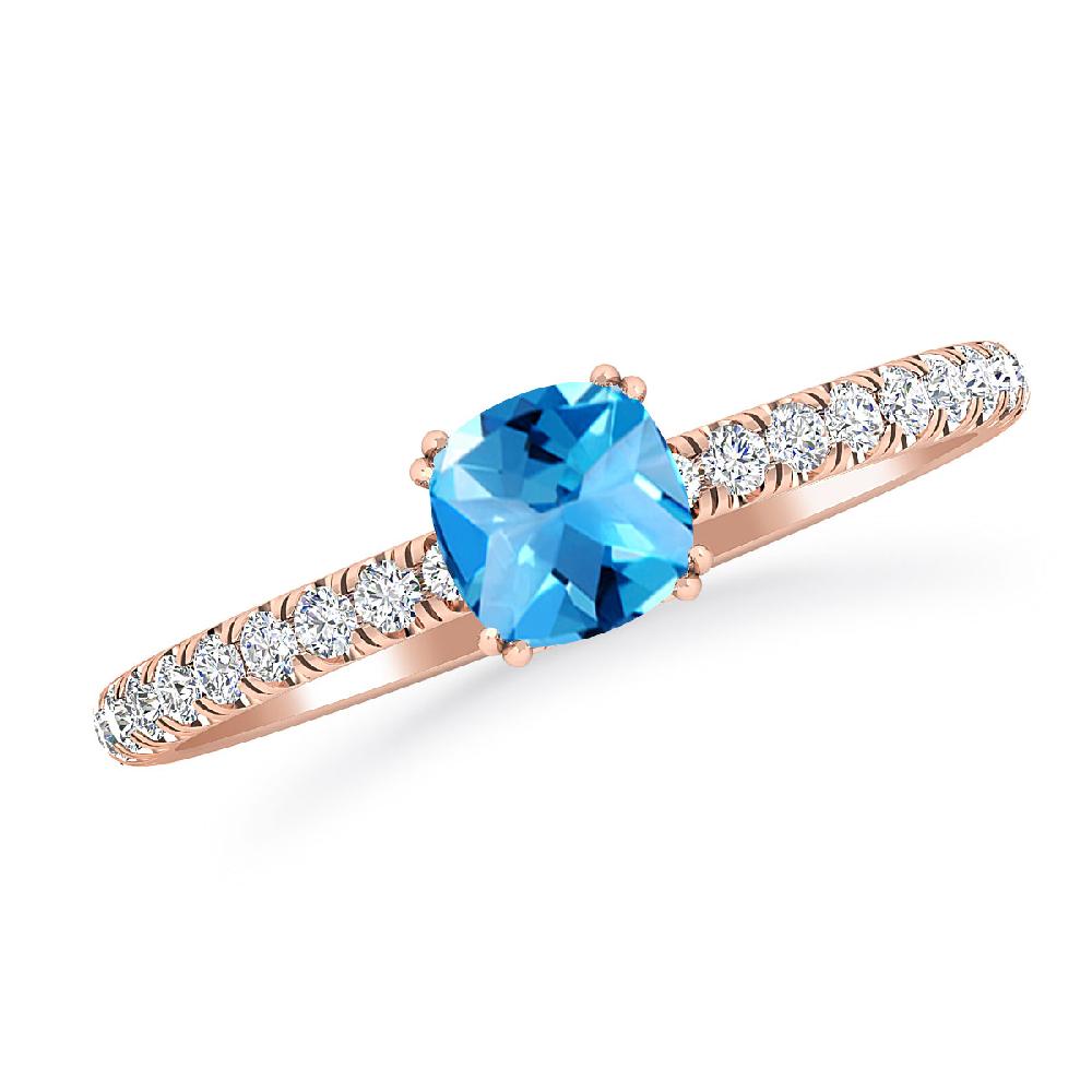 Rose Gold - Blue Topaz