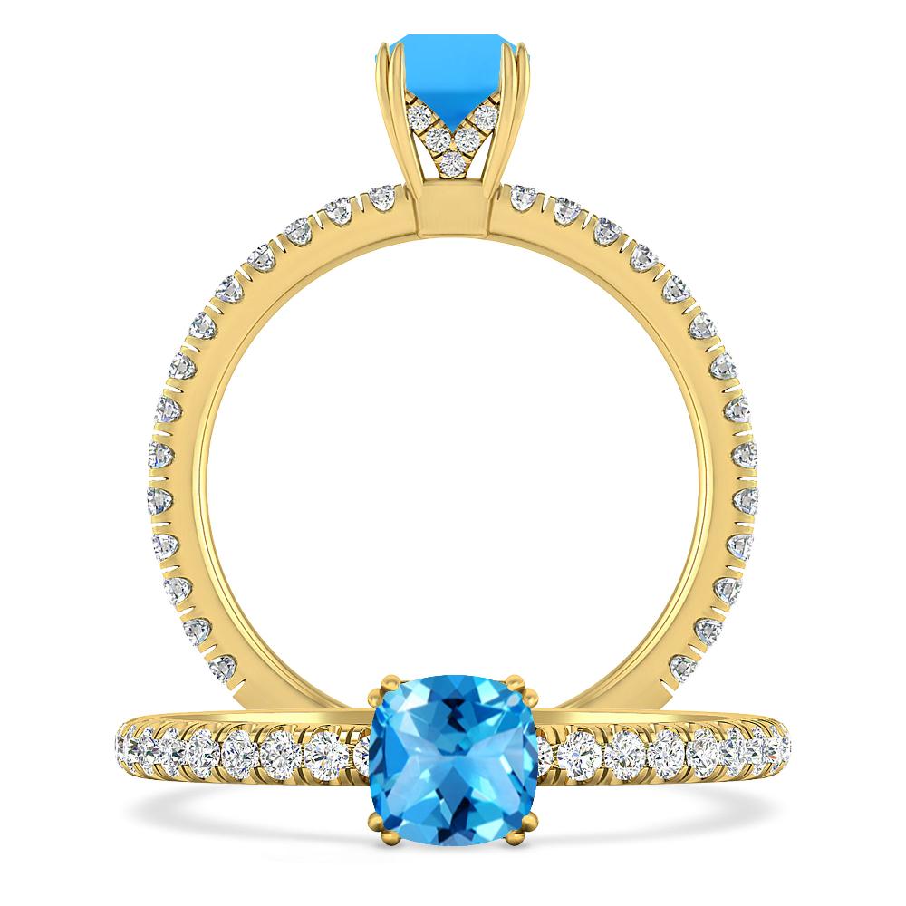 Yellow Gold - Blue Topaz