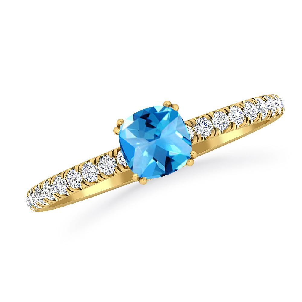 Yellow Gold - Blue Topaz