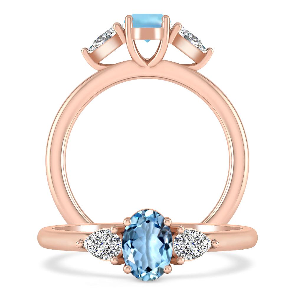 Rose Gold - Aquamarine