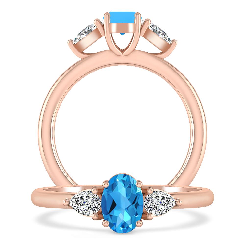 Rose Gold - Blue Topaz