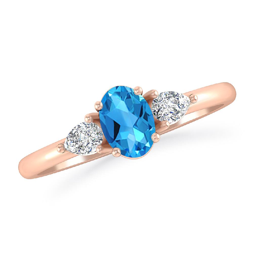 Rose Gold - Blue Topaz