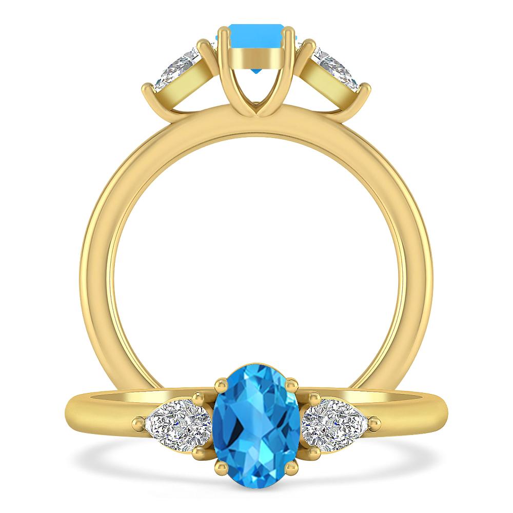 Yellow Gold - Blue Topaz