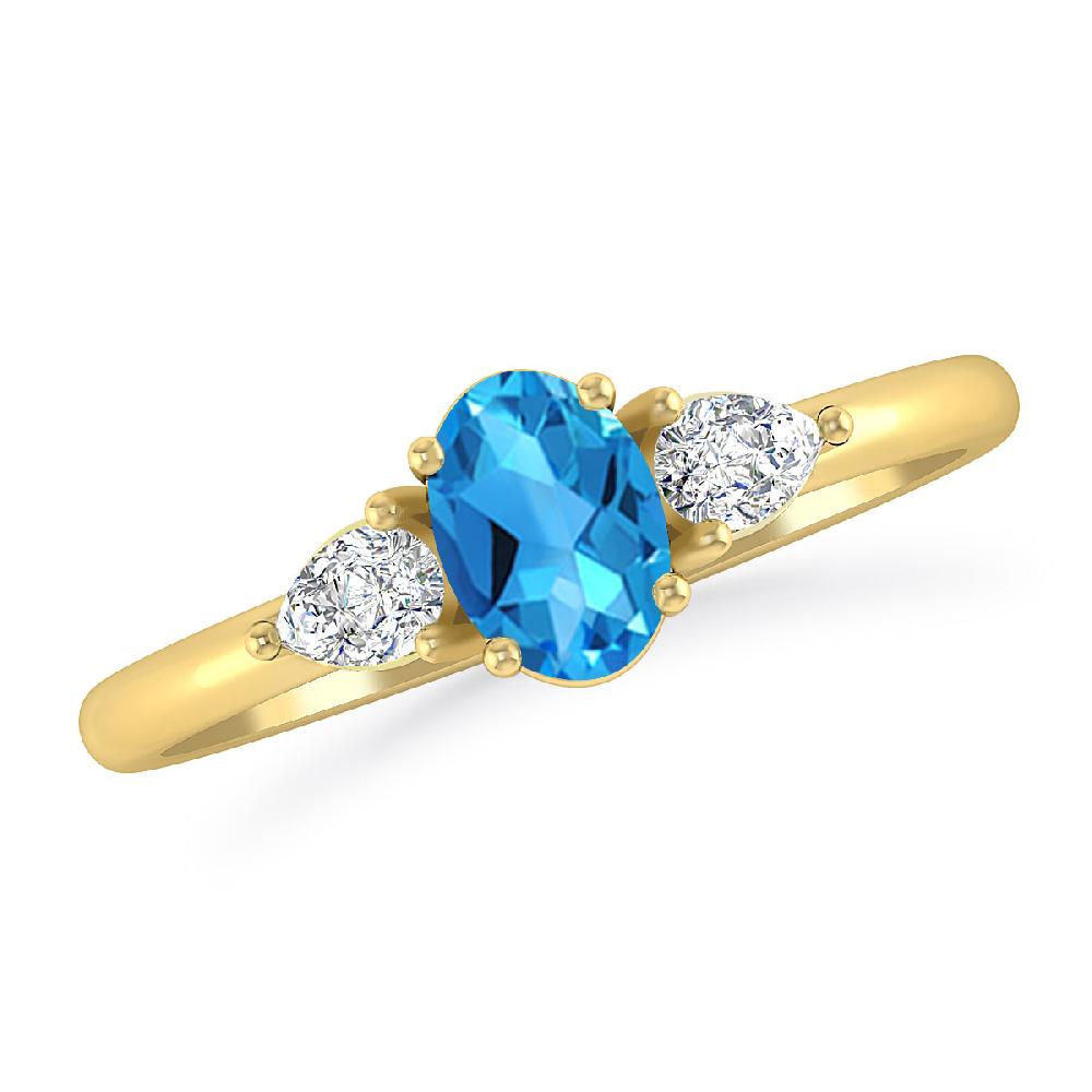 Yellow Gold - Blue Topaz