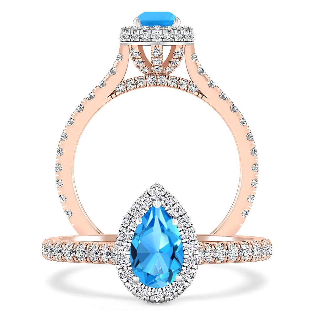 Rose Gold - Blue Topaz