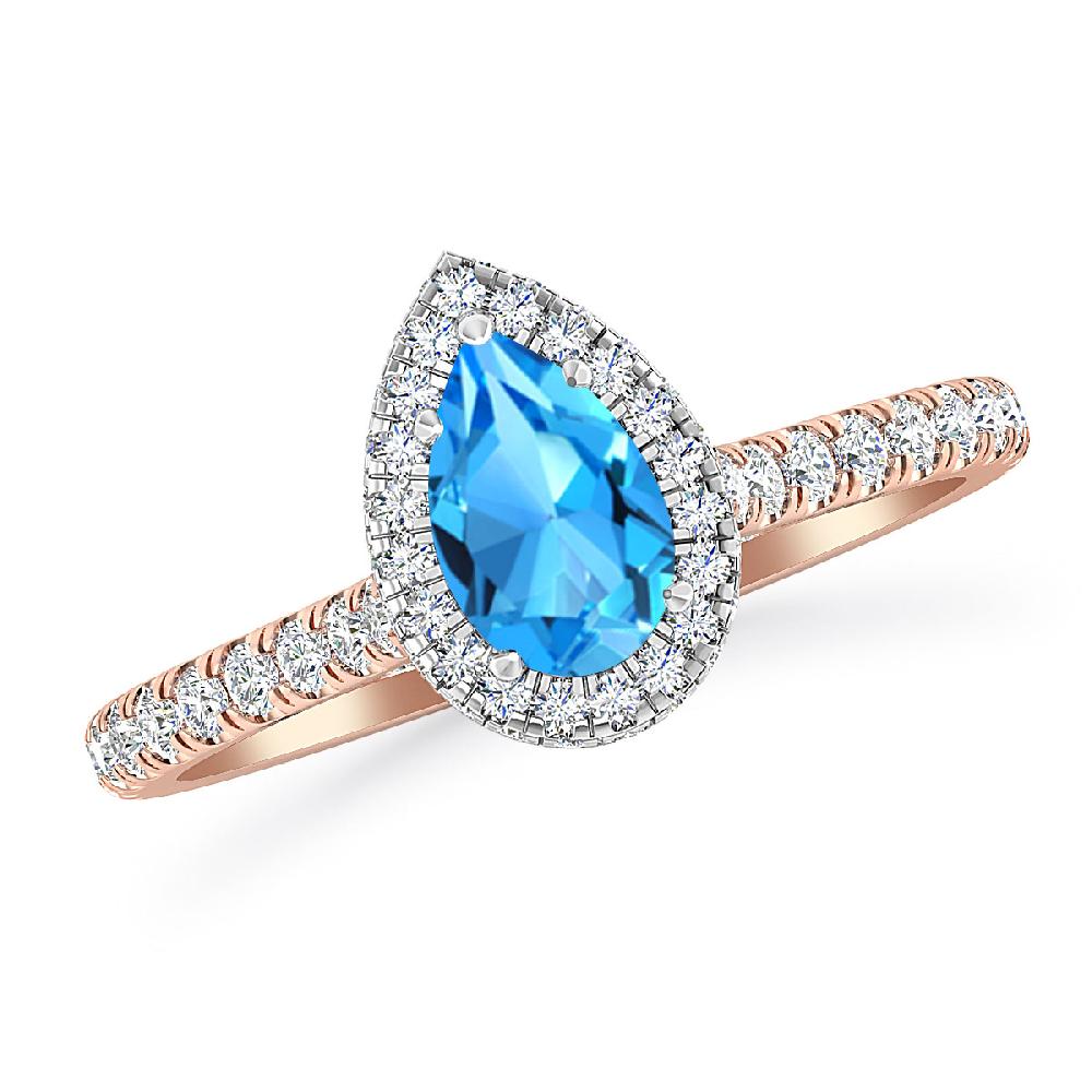 Rose Gold - Blue Topaz