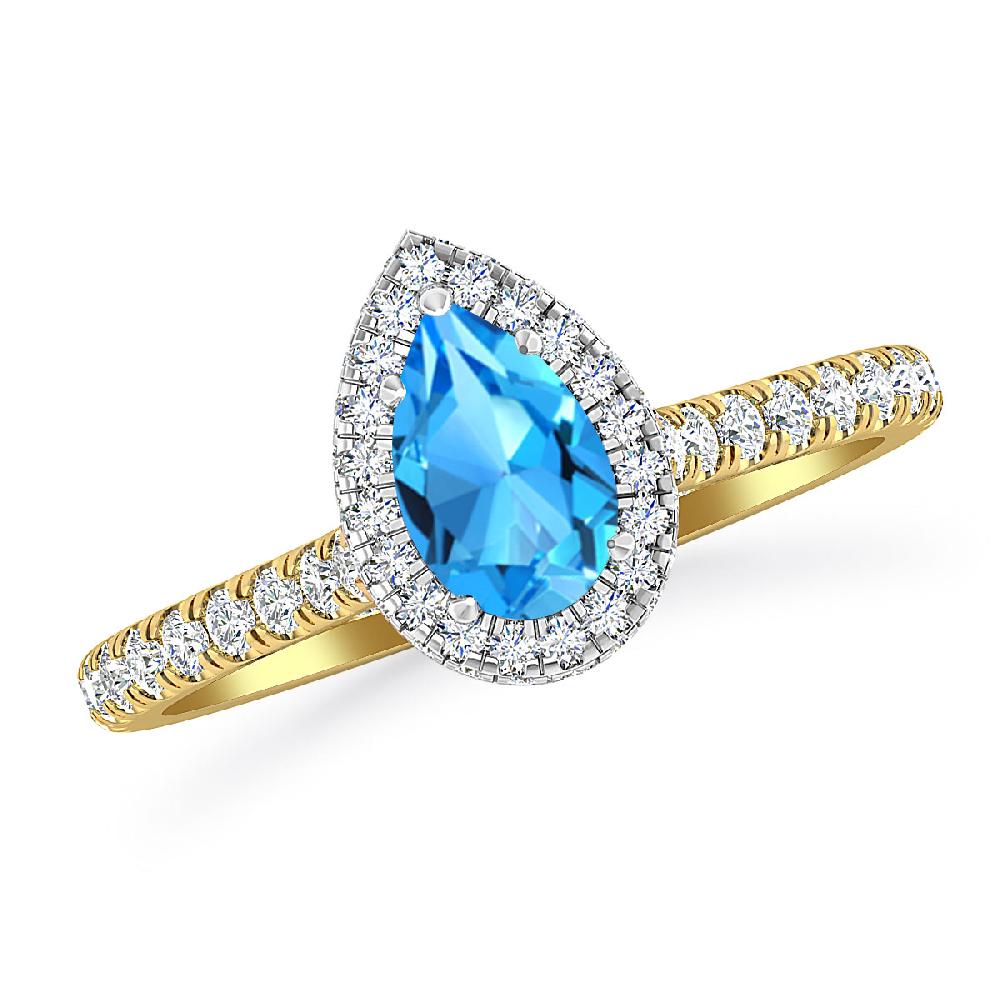 Yellow Gold - Blue Topaz