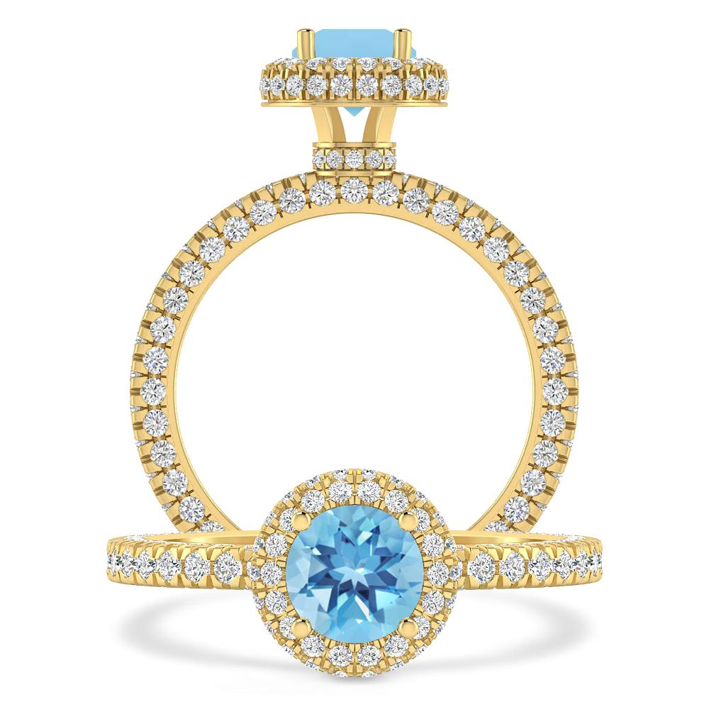 Yellow Gold - Blue Topaz