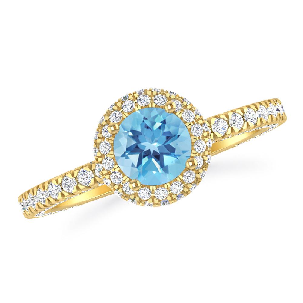 Yellow Gold - Blue Topaz