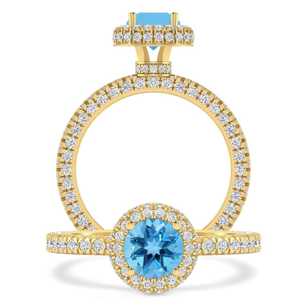 Yellow Gold - Blue Topaz