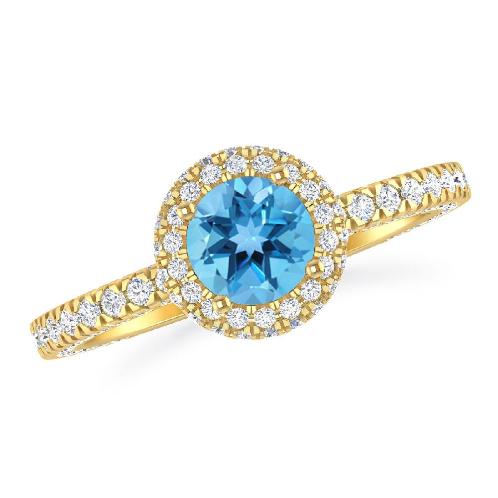 Yellow Gold - Blue Topaz