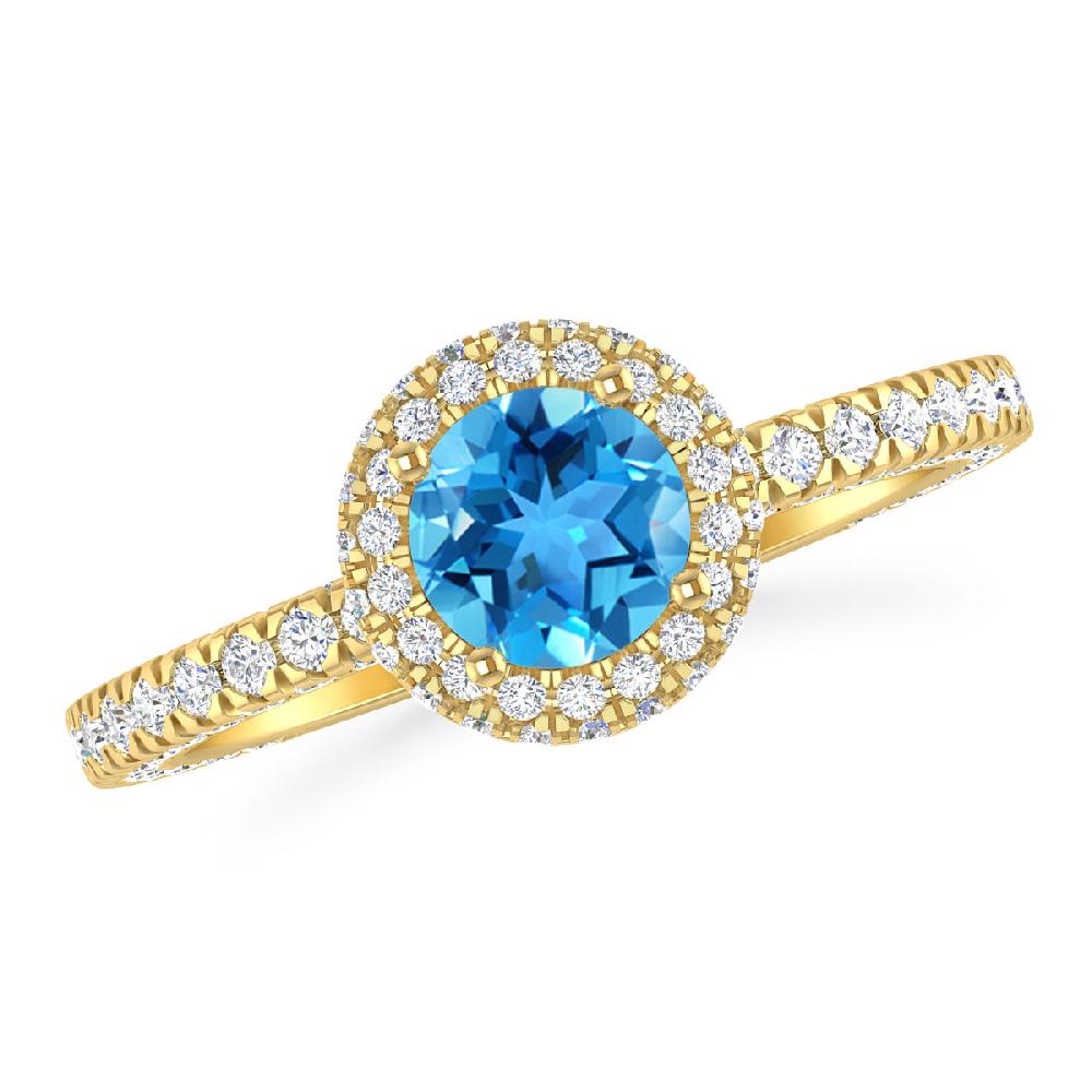 Yellow Gold - Blue Topaz