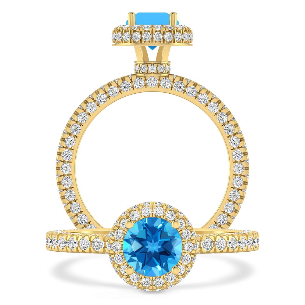 Yellow Gold - Blue Topaz