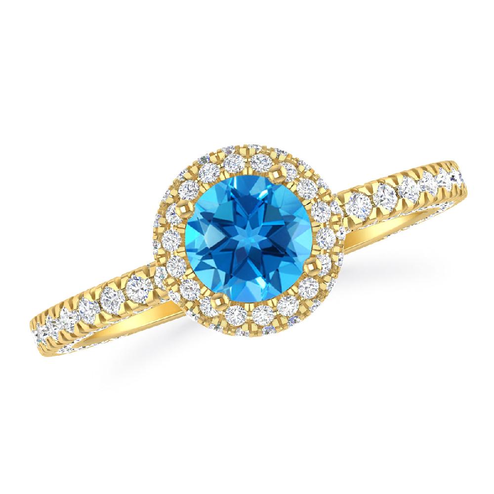 Yellow Gold - Blue Topaz