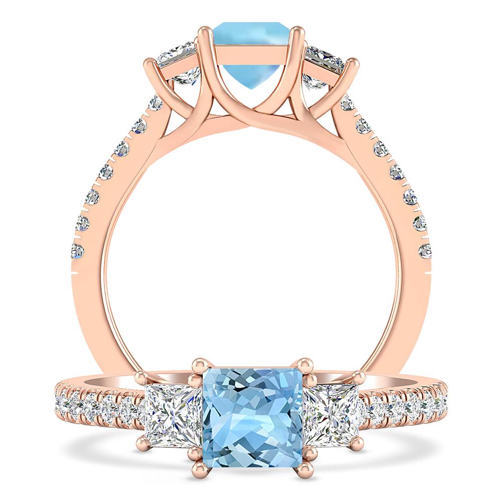 Rose Gold - Aquamarine