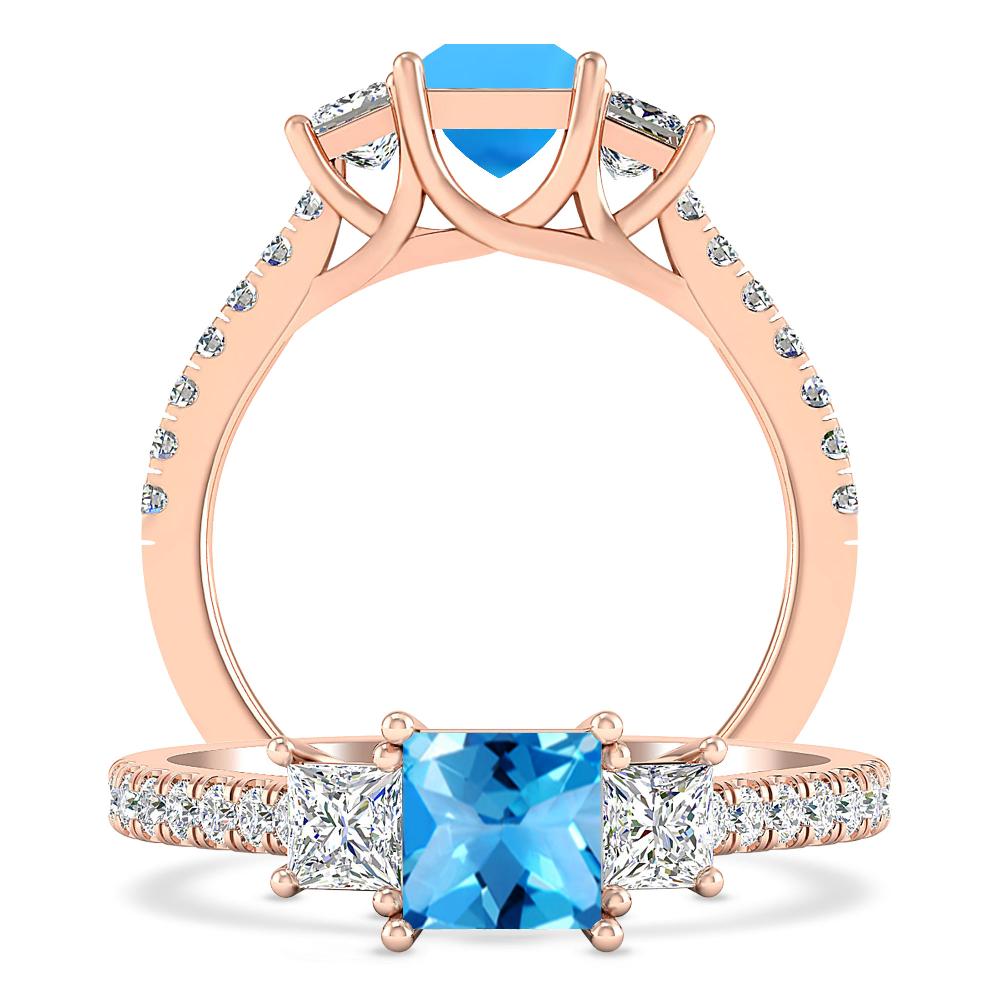 Rose Gold - Blue Topaz