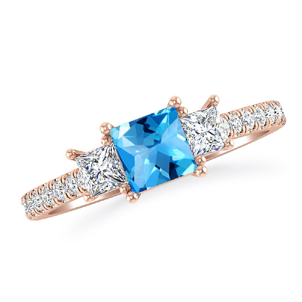 Rose Gold - Blue Topaz