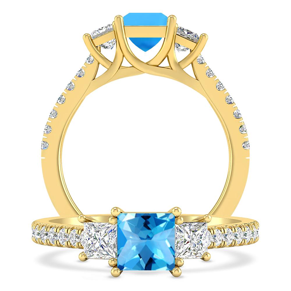 Yellow Gold - Blue Topaz