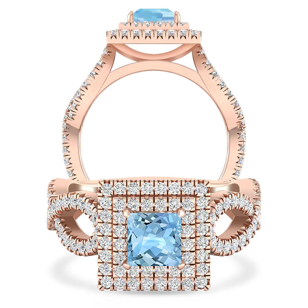 Rose Gold - Aquamarine