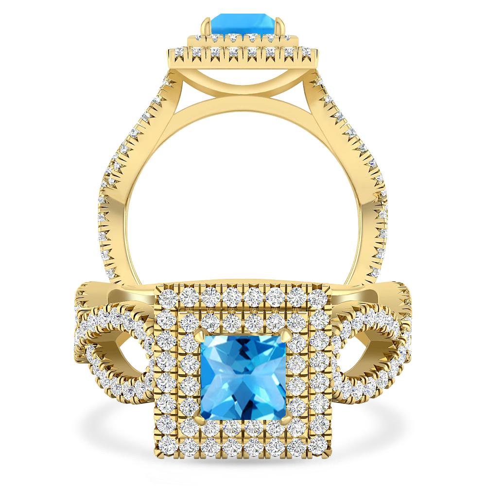 Yellow Gold - Blue Topaz