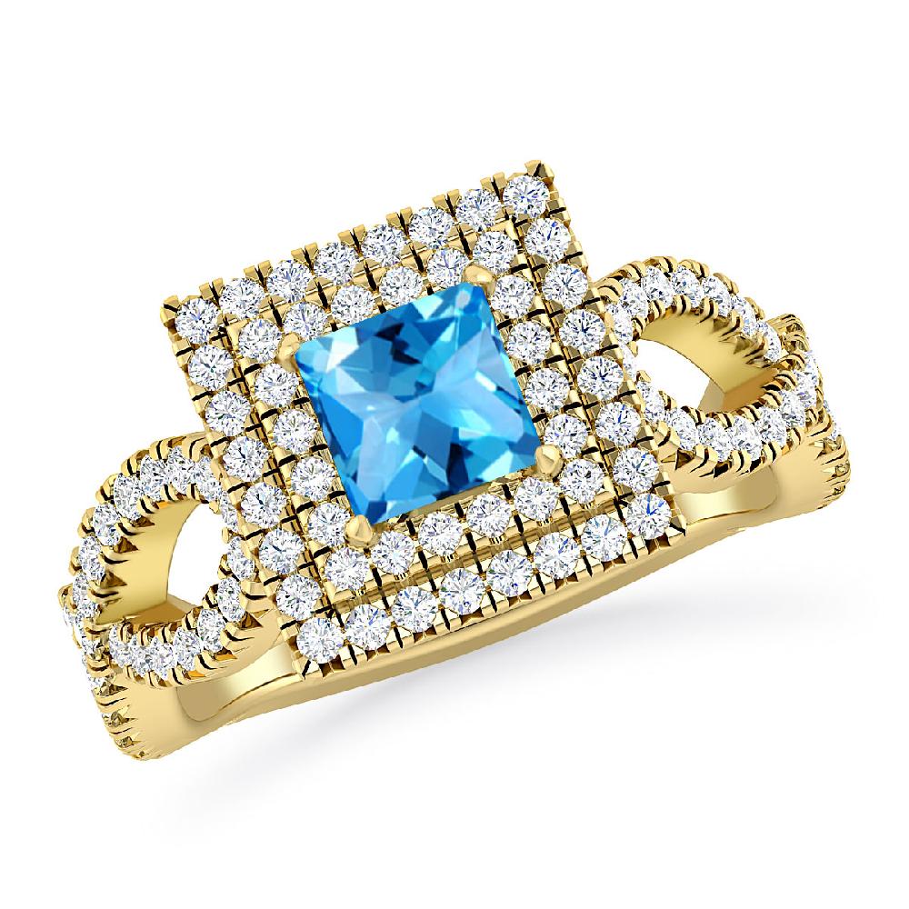 Yellow Gold - Blue Topaz