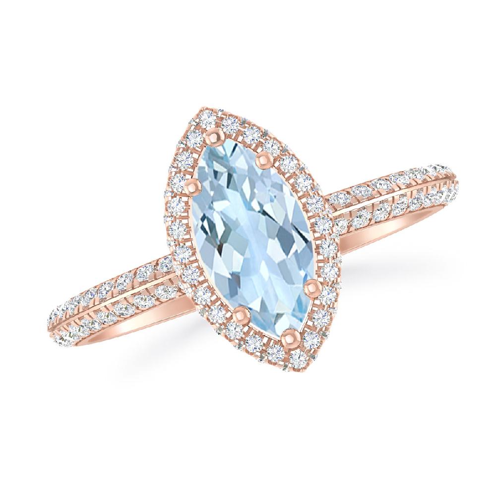 Rose Gold - Aquamarine