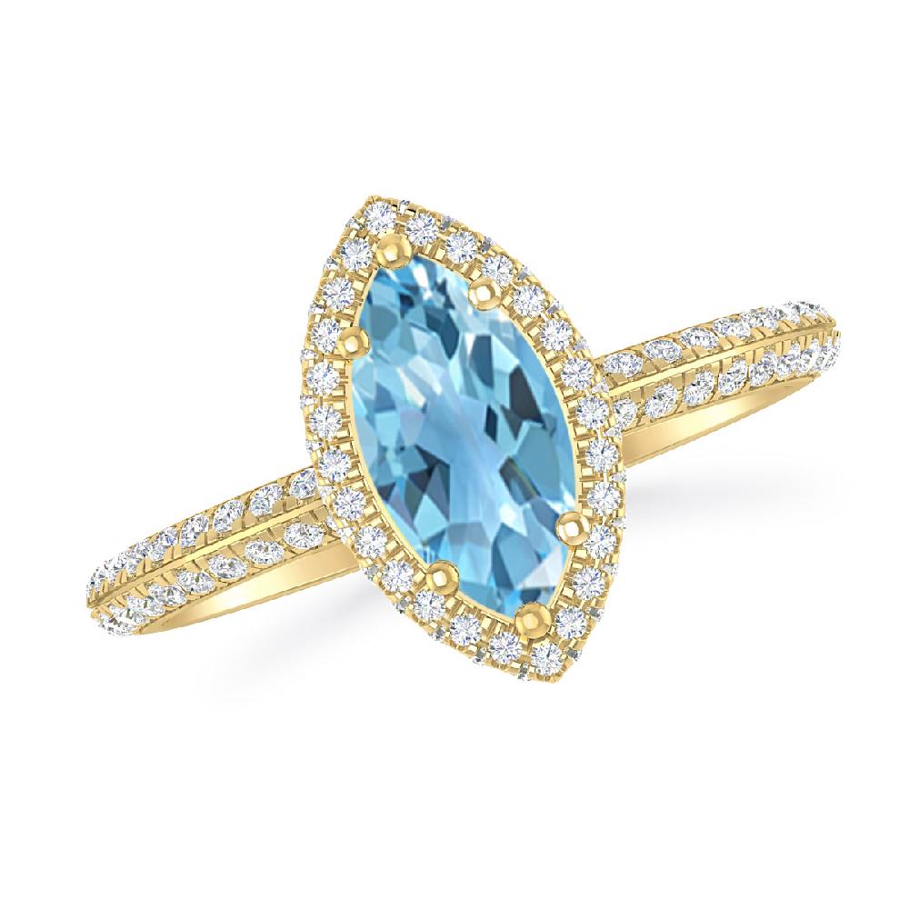 Yellow Gold - Blue Topaz