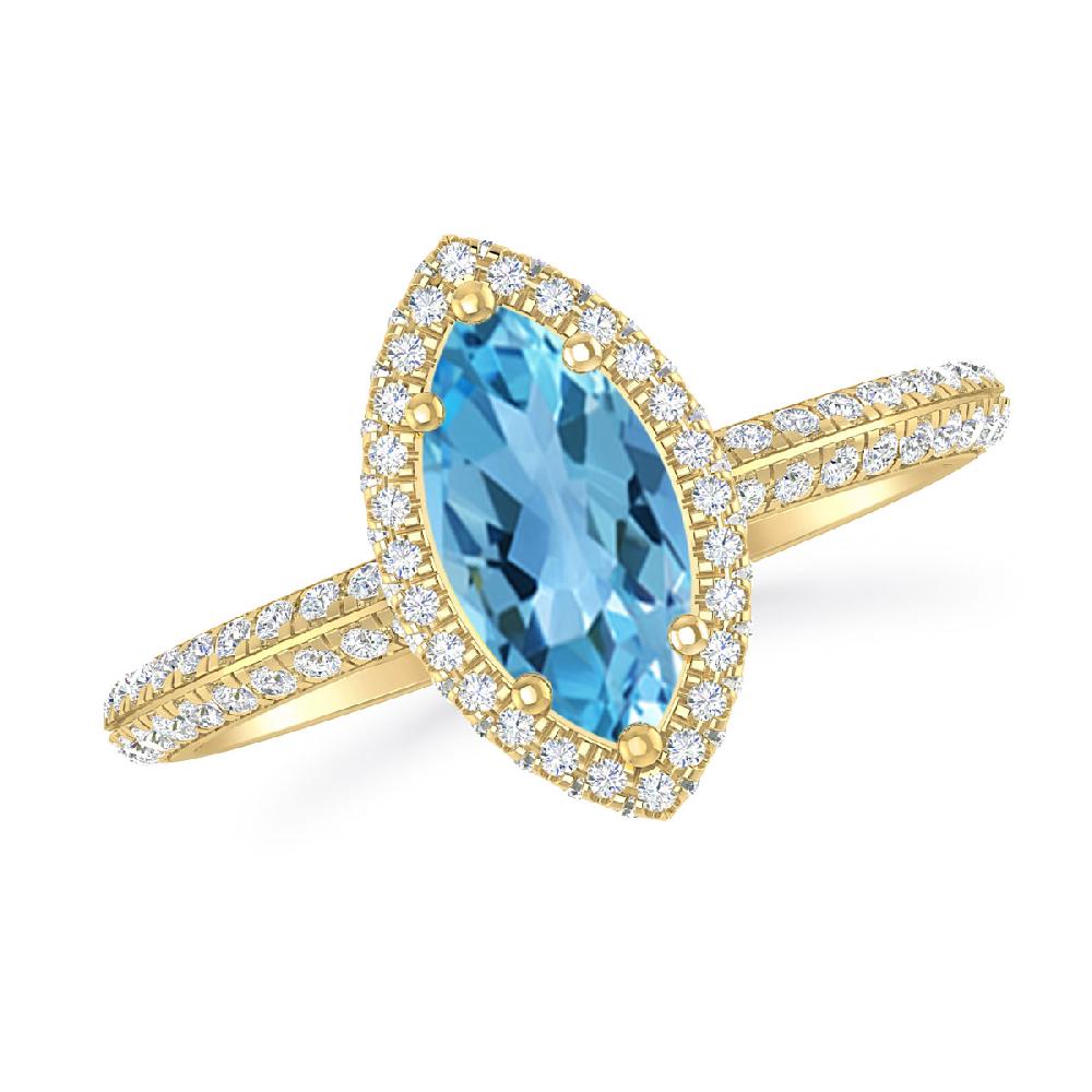 Yellow Gold - Blue Topaz