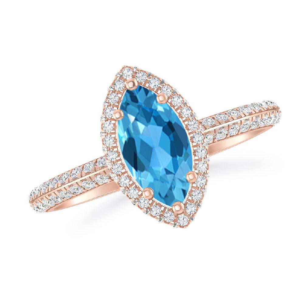 Rose Gold - Blue Topaz