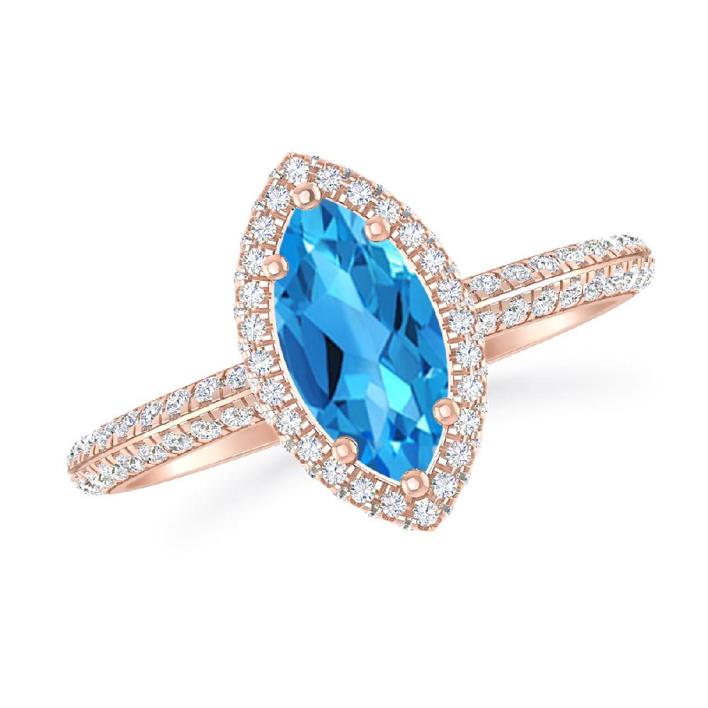 Rose Gold - Blue Topaz