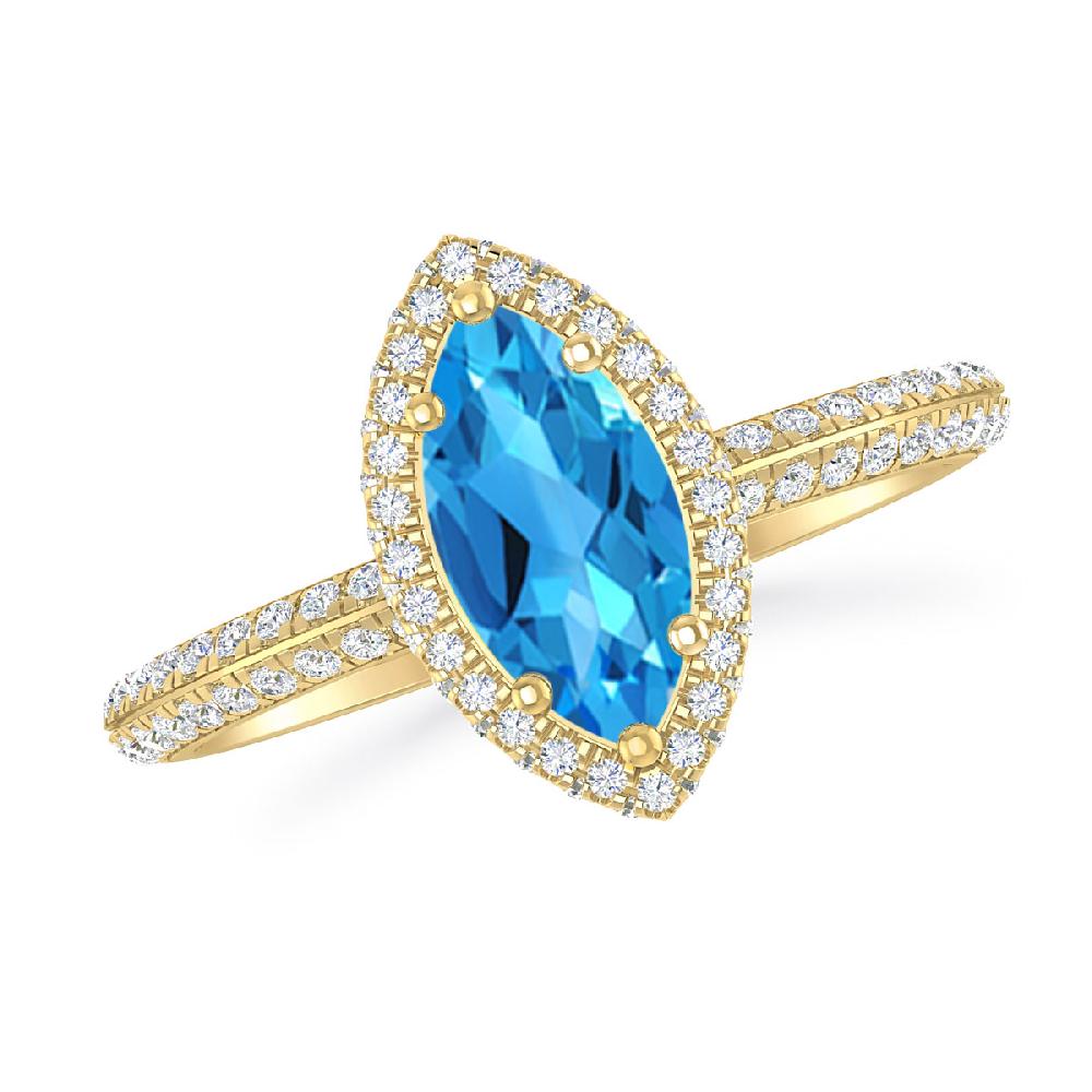 Yellow Gold - Blue Topaz