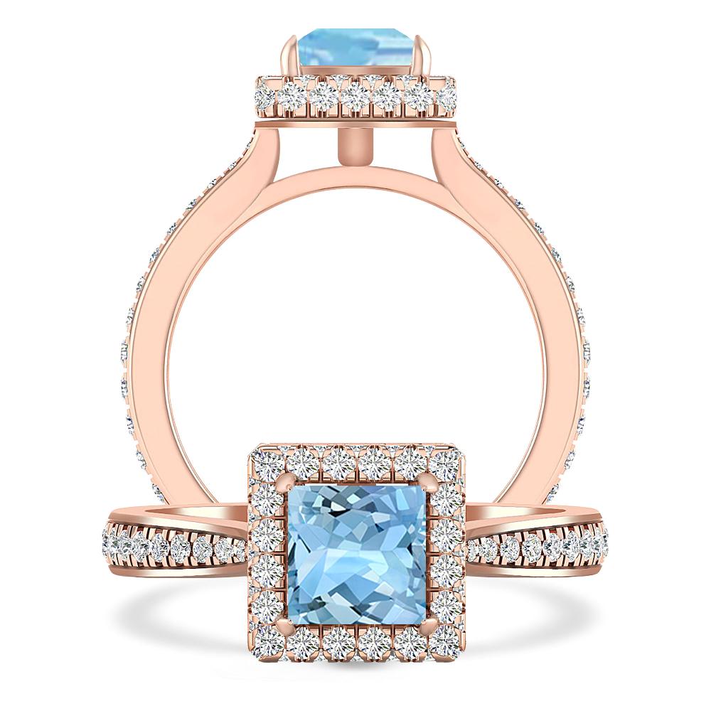 Rose Gold - Aquamarine