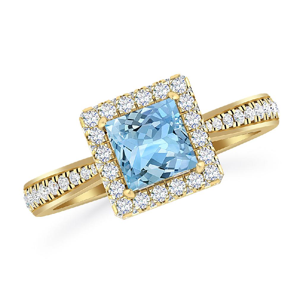 Yellow Gold - Aquamarine