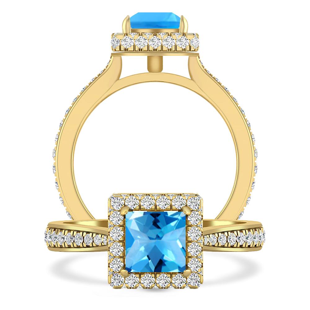 Yellow Gold - Blue Topaz