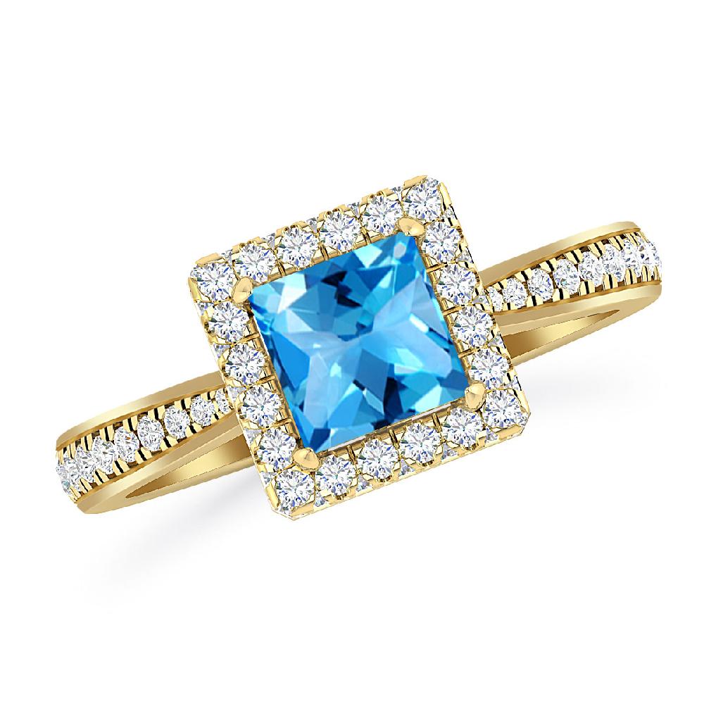 Yellow Gold - Blue Topaz