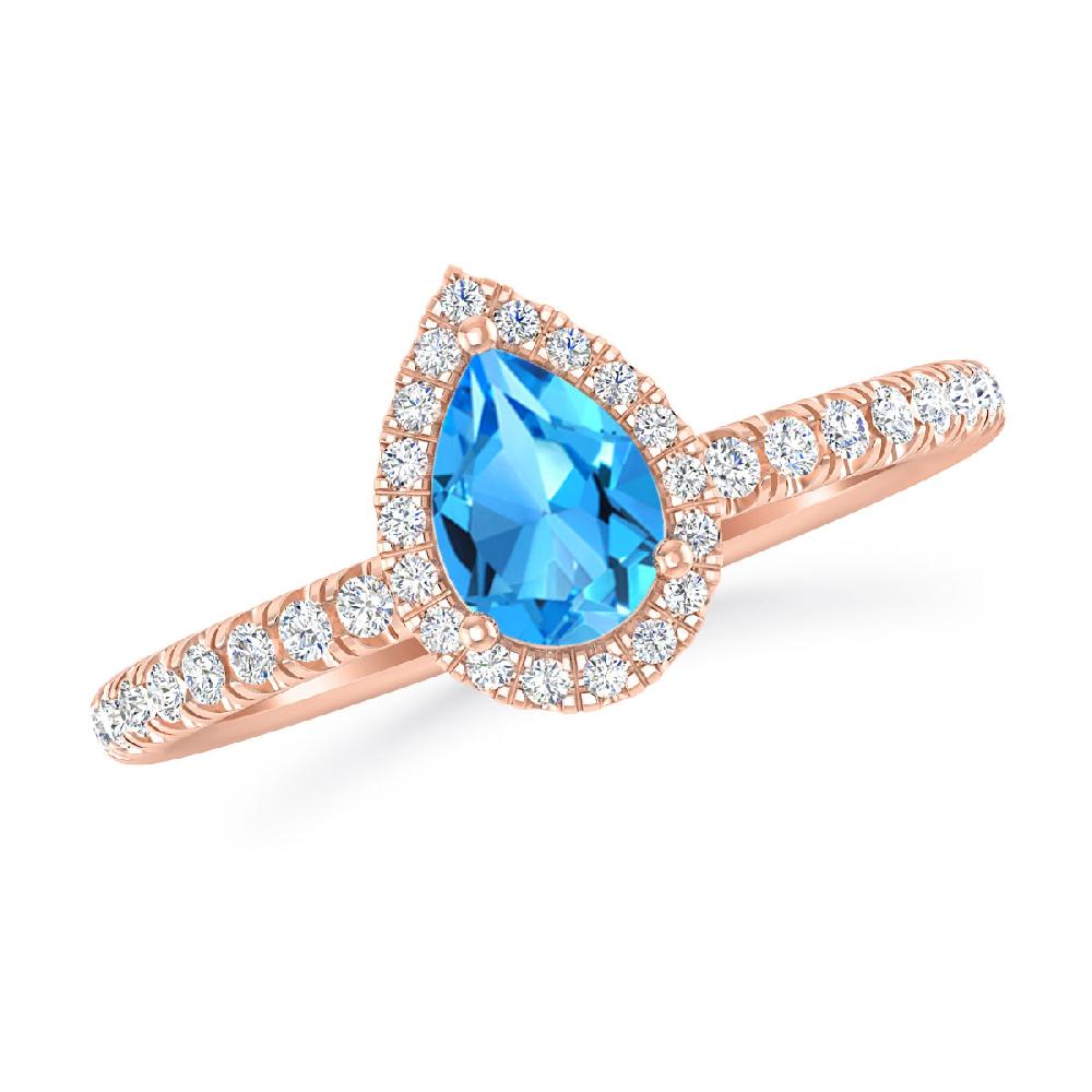 Rose Gold - Blue Topaz