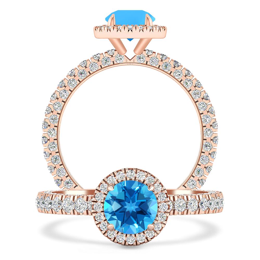 Rose Gold - Blue Topaz